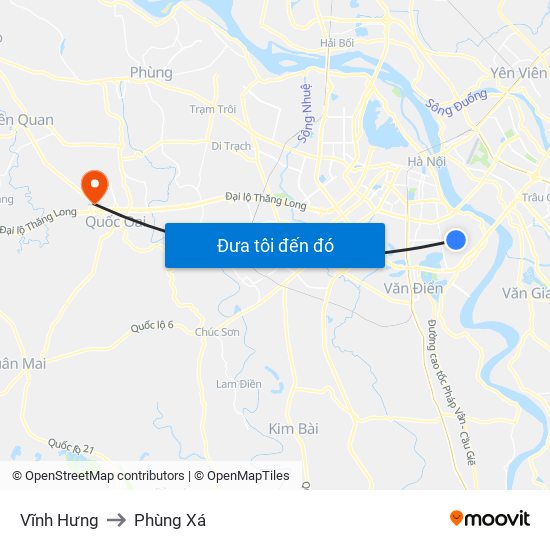 Vĩnh Hưng to Phùng Xá map