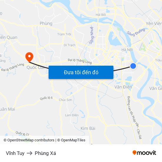 Vĩnh Tuy to Phùng Xá map