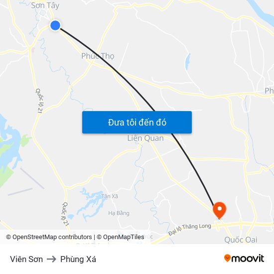 Viên Sơn to Phùng Xá map