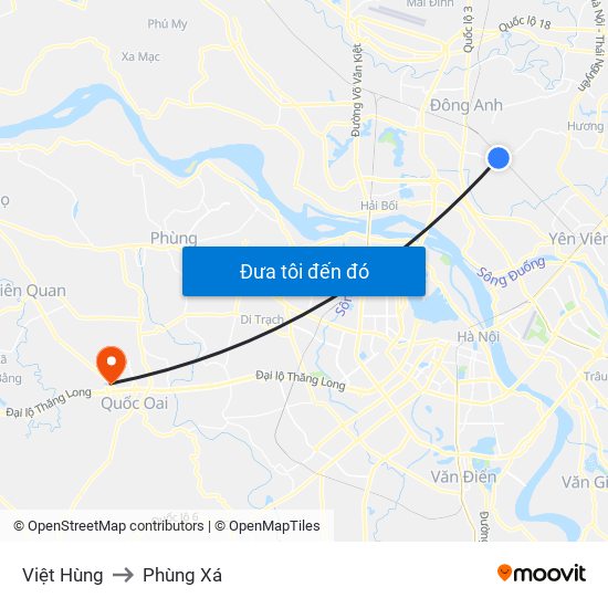 Việt Hùng to Phùng Xá map