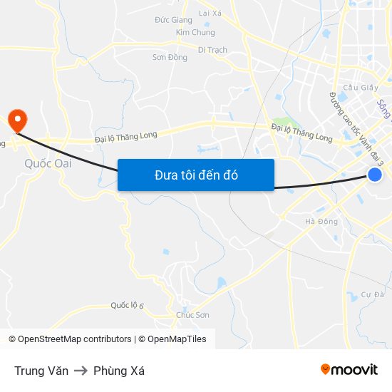 Trung Văn to Phùng Xá map