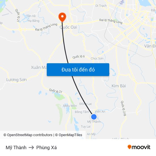 Mỹ Thành to Phùng Xá map