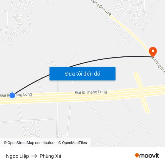 Ngọc Liệp to Phùng Xá map