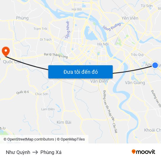 Như Quỳnh to Phùng Xá map