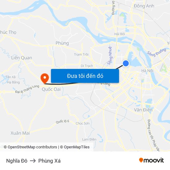 Nghĩa Đô to Phùng Xá map