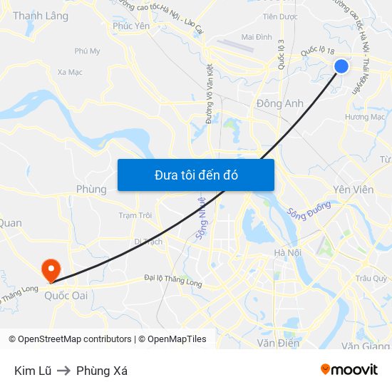 Kim Lũ to Phùng Xá map