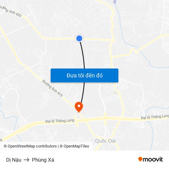 Dị Nậu to Phùng Xá map