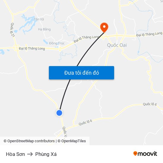 Hòa Sơn to Phùng Xá map