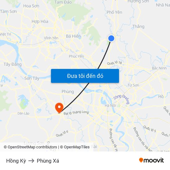 Hồng Kỳ to Phùng Xá map