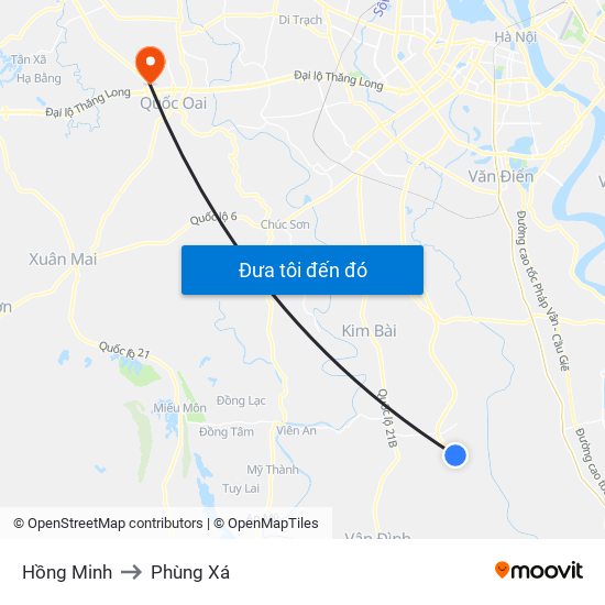 Hồng Minh to Phùng Xá map