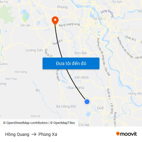 Hồng Quang to Phùng Xá map