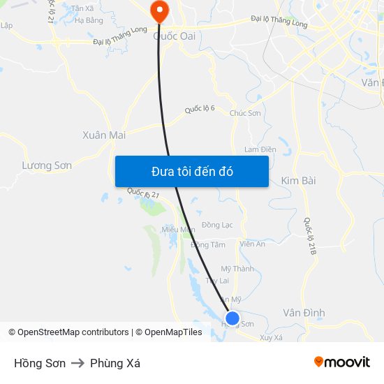 Hồng Sơn to Phùng Xá map
