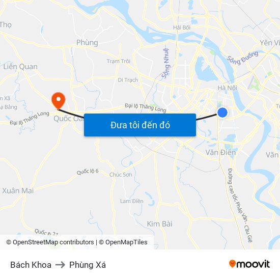 Bách Khoa to Phùng Xá map