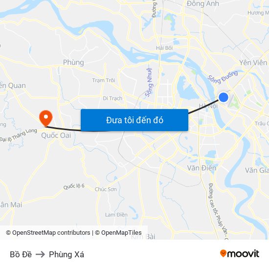 Bồ Đề to Phùng Xá map