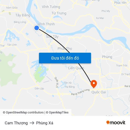 Cam Thượng to Phùng Xá map