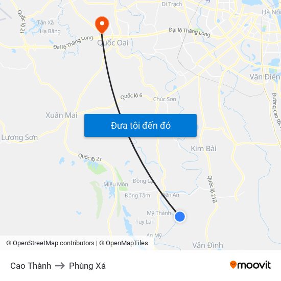 Cao Thành to Phùng Xá map
