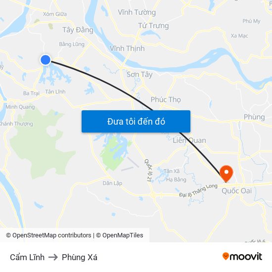 Cẩm Lĩnh to Phùng Xá map