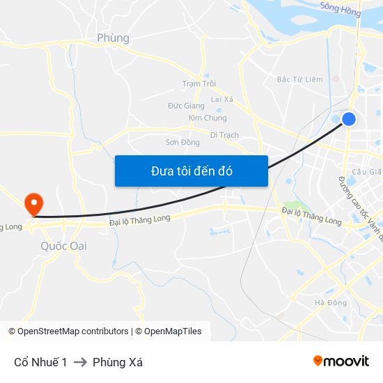 Cổ Nhuế 1 to Phùng Xá map