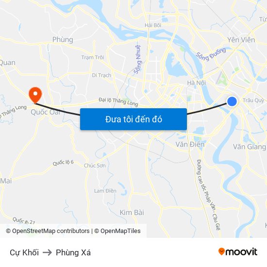 Cự Khối to Phùng Xá map