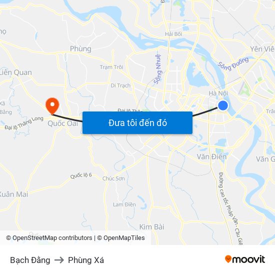 Bạch Đằng to Phùng Xá map