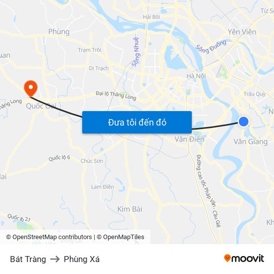 Bát Tràng to Phùng Xá map