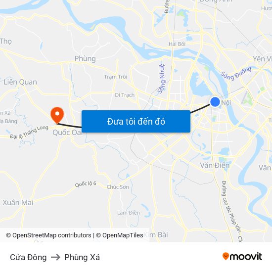 Cửa Đông to Phùng Xá map