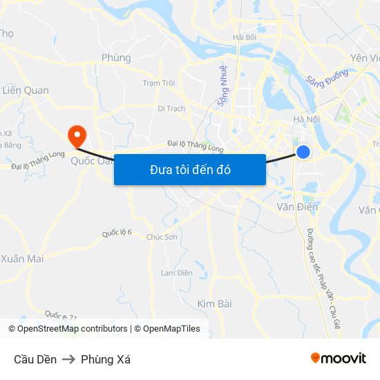 Cầu Dền to Phùng Xá map