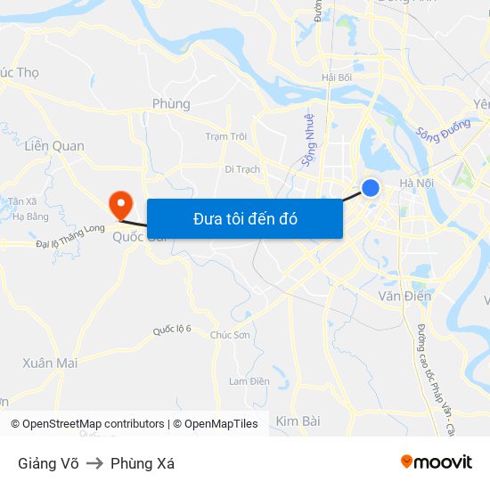 Giảng Võ to Phùng Xá map