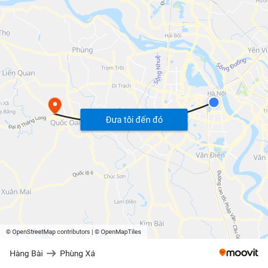 Hàng Bài to Phùng Xá map