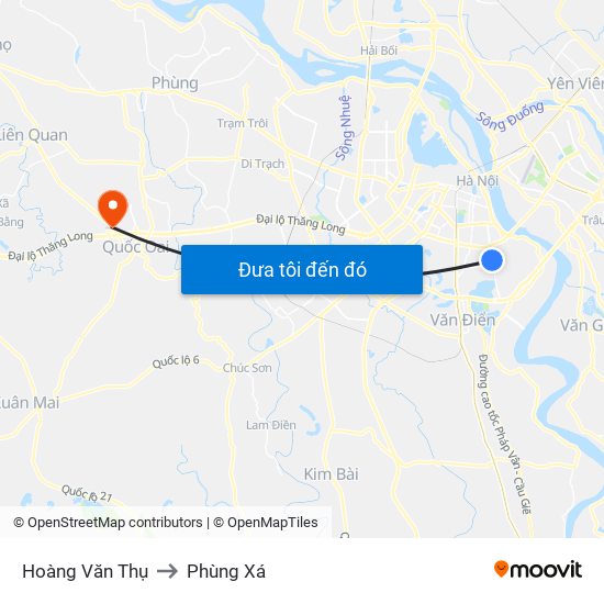 Hoàng Văn Thụ to Phùng Xá map