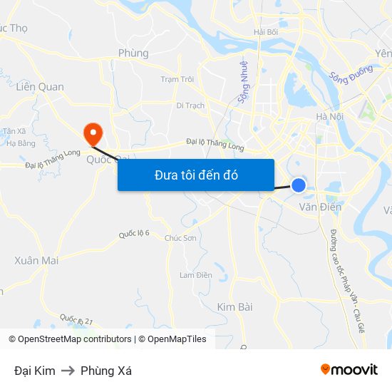 Đại Kim to Phùng Xá map