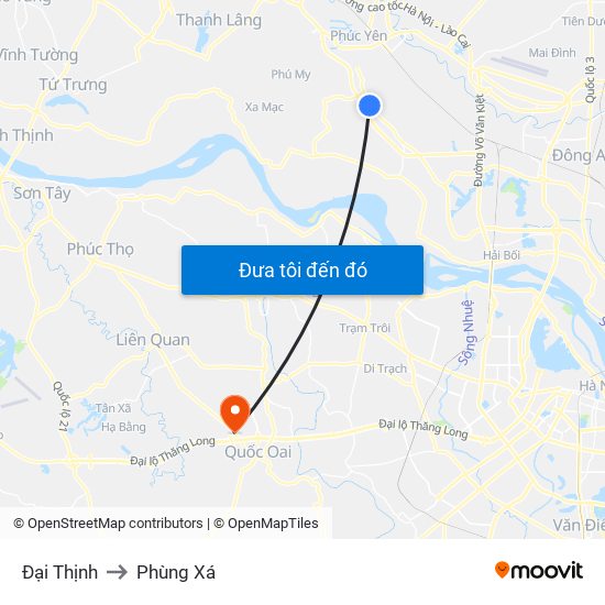 Đại Thịnh to Phùng Xá map