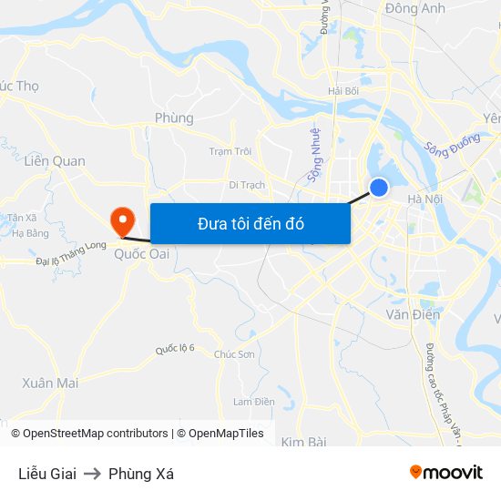 Liễu Giai to Phùng Xá map