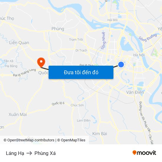 Láng Hạ to Phùng Xá map