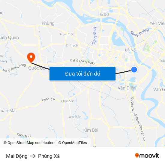 Mai Động to Phùng Xá map