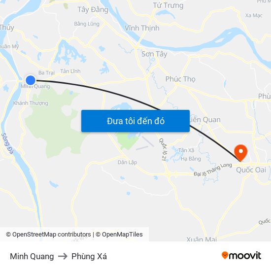 Minh Quang to Phùng Xá map