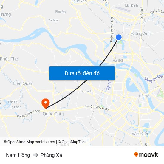 Nam Hồng to Phùng Xá map