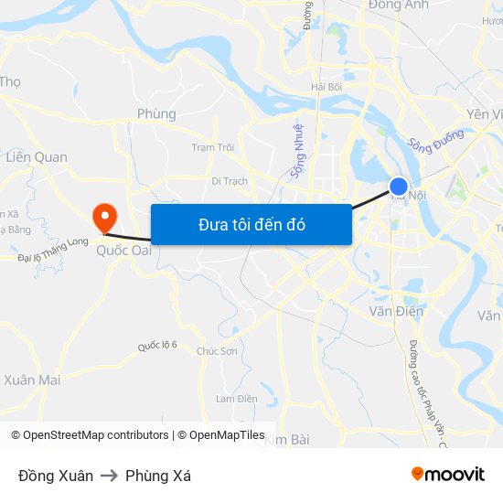 Đồng Xuân to Phùng Xá map
