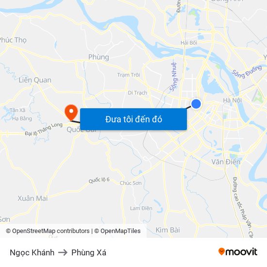 Ngọc Khánh to Phùng Xá map