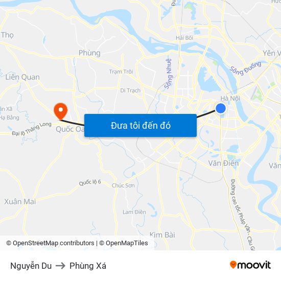 Nguyễn Du to Phùng Xá map