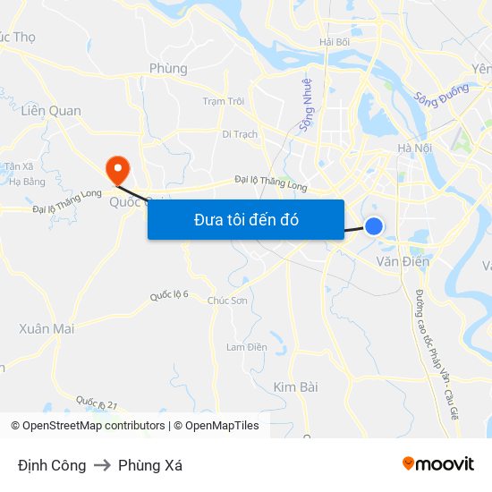 Định Công to Phùng Xá map