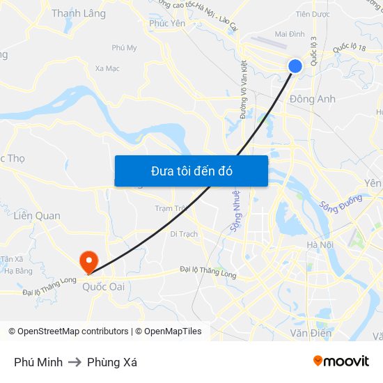 Phú Minh to Phùng Xá map