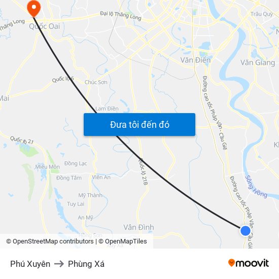 Phú Xuyên to Phùng Xá map