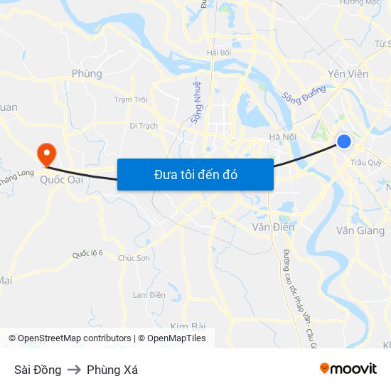 Sài Đồng to Phùng Xá map