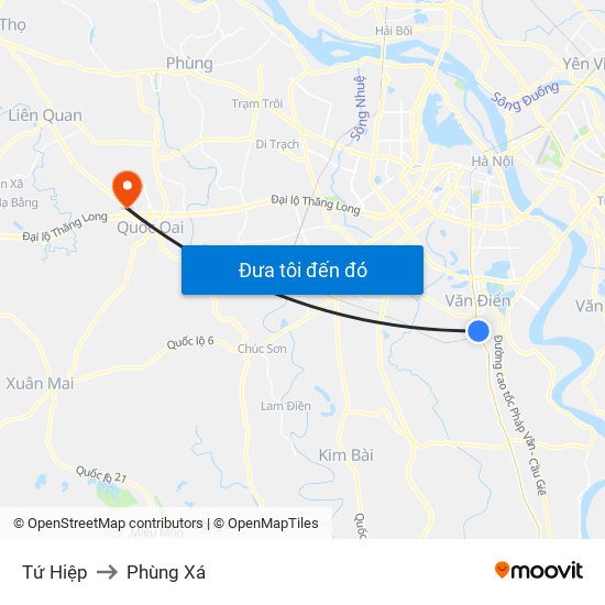 Tứ Hiệp to Phùng Xá map