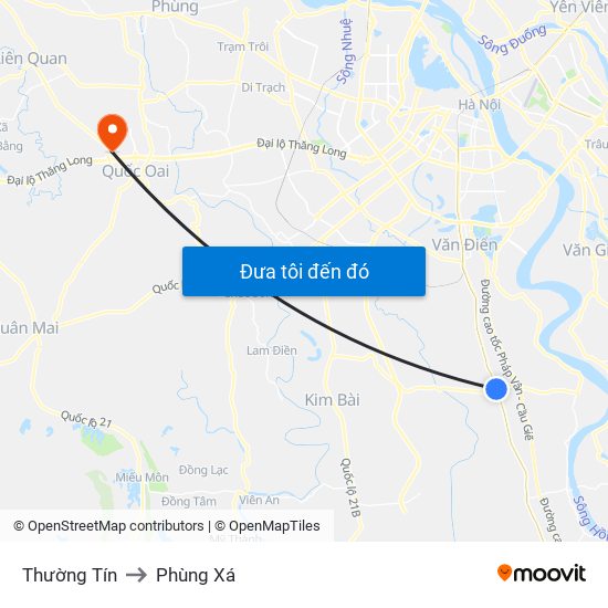 Thường Tín to Phùng Xá map