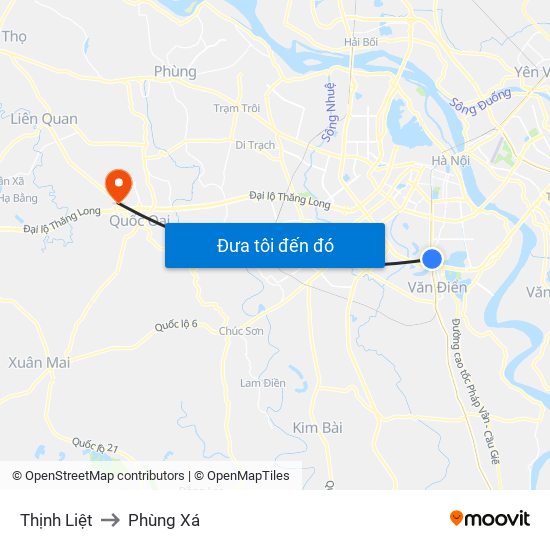 Thịnh Liệt to Phùng Xá map