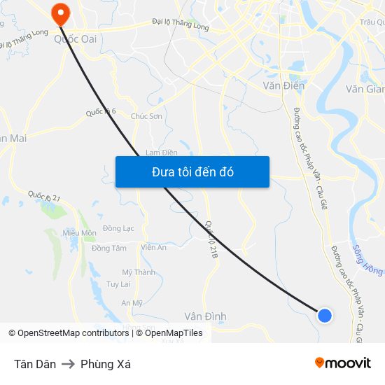 Tân Dân to Phùng Xá map