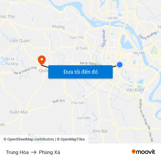 Trung Hòa to Phùng Xá map