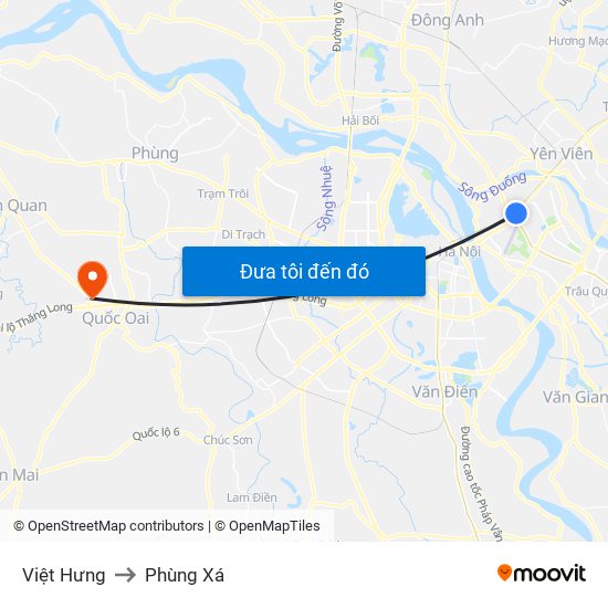 Việt Hưng to Phùng Xá map